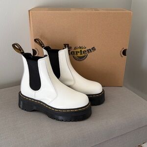 Dr. Martens White Leather Platform Chelsea Boot